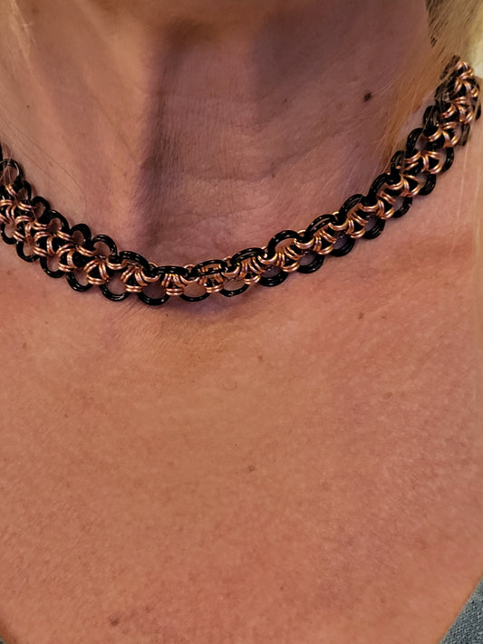 Black and Copper Choker necklace