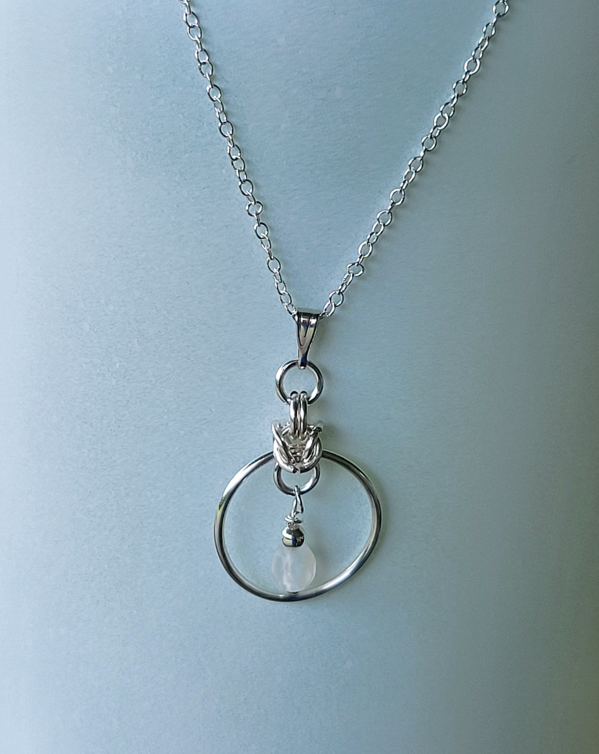 Sterling silver birthstone hoop necklace
