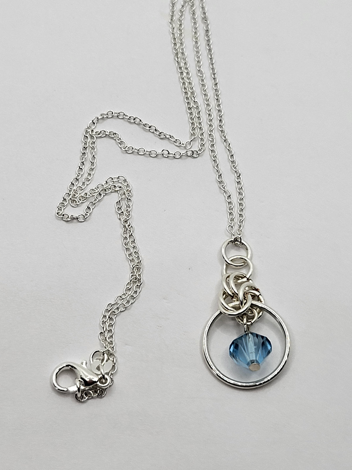 Sterling silver birthstone hoop necklace