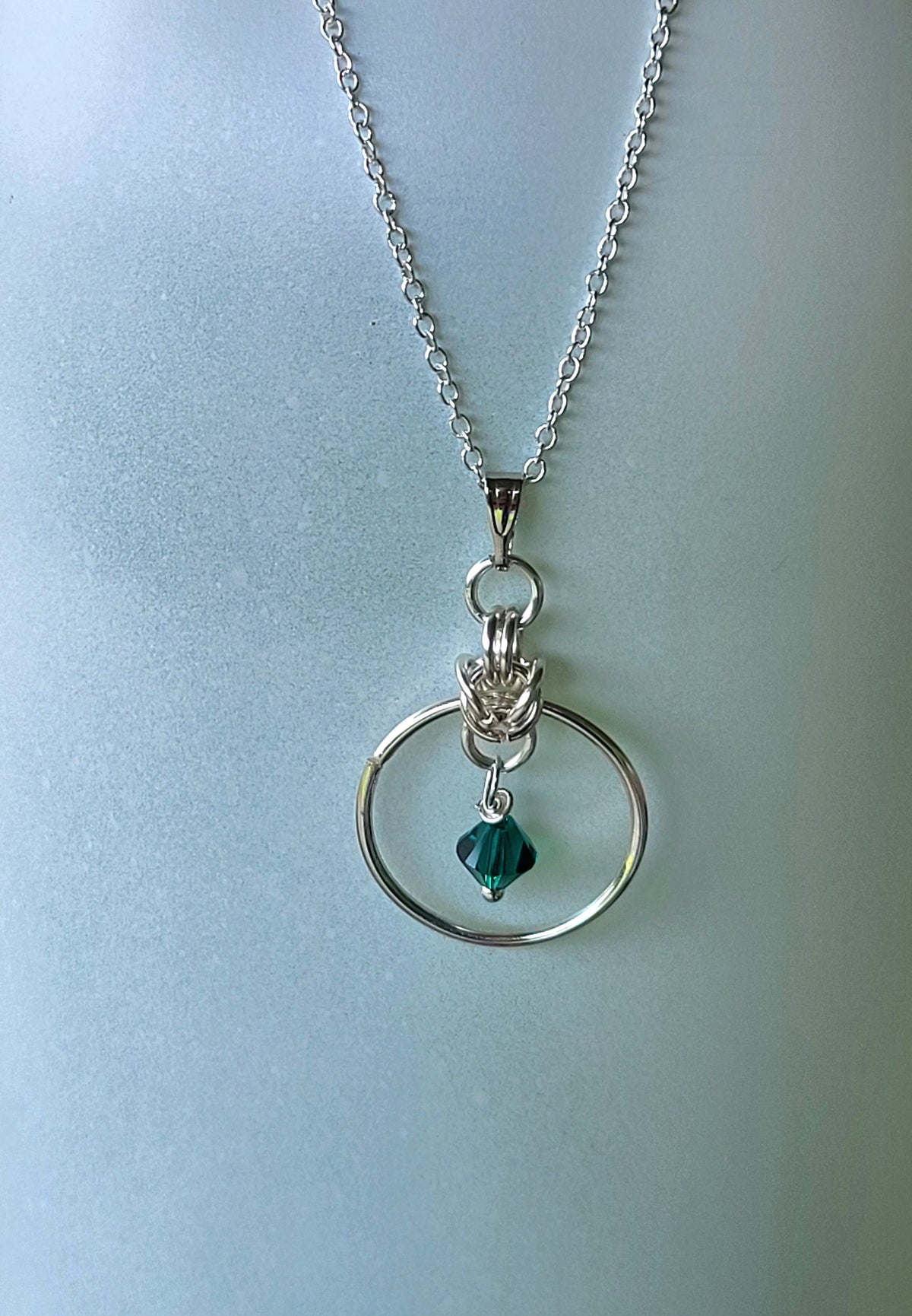 Sterling silver birthstone hoop necklace