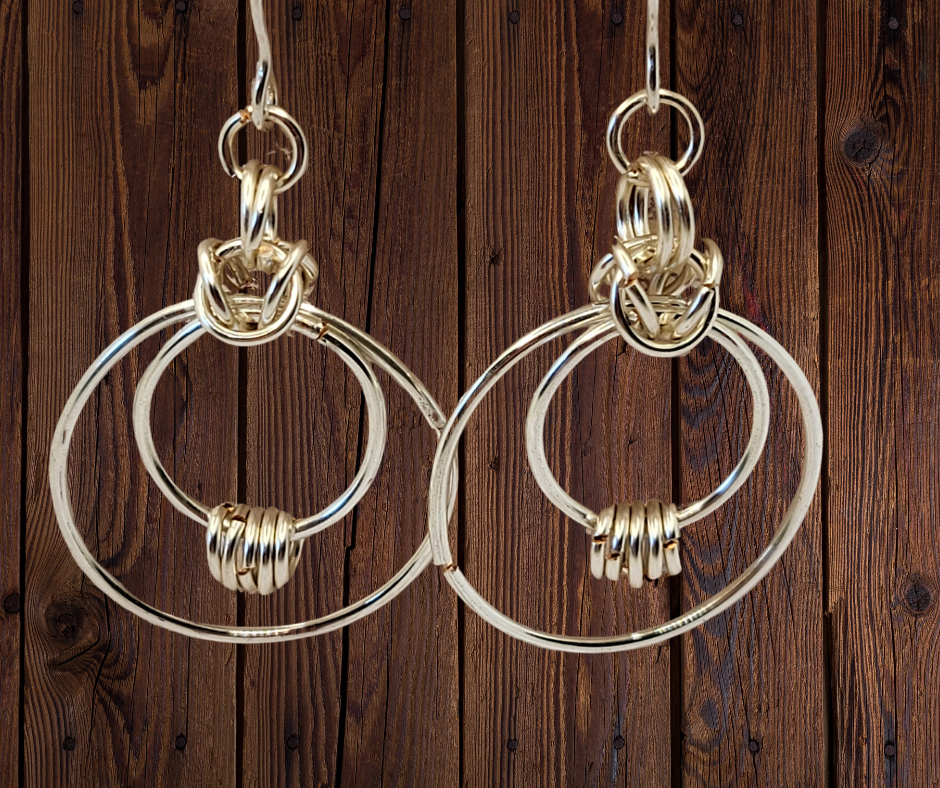 Double Hoop Silver Tone Earrings