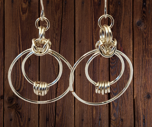 Double Hoop Silver Tone Earrings