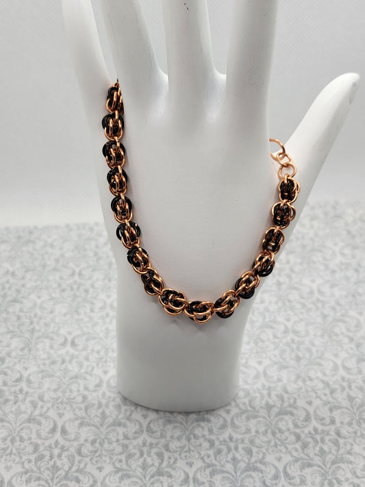 Black& Copper Chain Mail Bracelet
