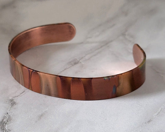 Flame Colored Copper Cuff Bracelet